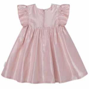 Frill Sleeve Lurex Dress Metallic Pink