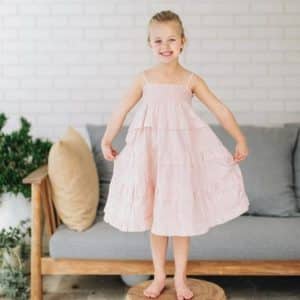 Lurex Shirred Dress – Metallic Pink