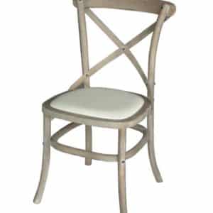 Whitewash Cross Back Chair, Upholstered Seat In Linen (pre-order)