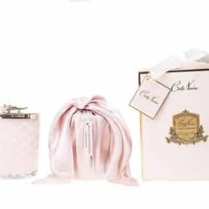 Herringbone Candle With Scarf – Pink – Pink Rose Lid