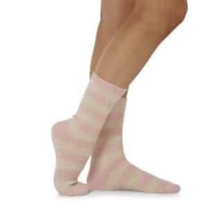 Feathered Bamboo Bed Socks -pink Stripe