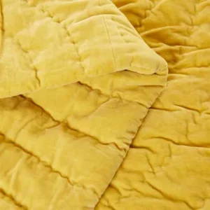 Rania  Velvet Bed Cover _ochre Yellow
