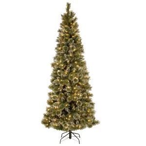 Glittery  Bristle Led Slim Christmas Tree  6ft ( 183cm )
