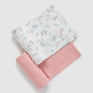 Pure Baby   – Organic Cotton Muslin Wrap  Hamper- Blossom Friends  2 Pk