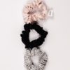 SILK MAGNOLIA. SCRUNCHIES 3 PACK - BLACK, PEONY PINK AND SPOTTY DOTS - Image 3