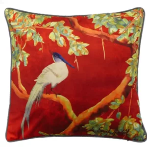 Red Chinoiserie Decorative Cushion Cover