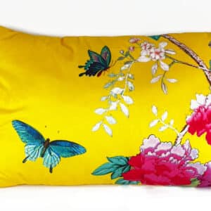 Velvet Cushion – Saffron Birds