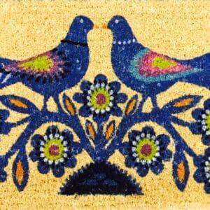 Coir Doormat – Blue Birds.  Short