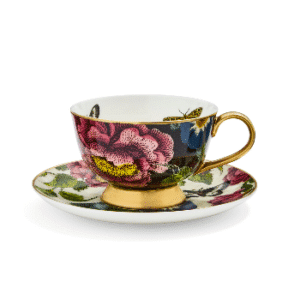Creatures Of Curiosity Dark Floral Coupe Teacup And Saucer Designed By Spode