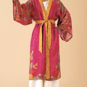 Enchanted Evening Doe Kimono Gown In Fuchsia