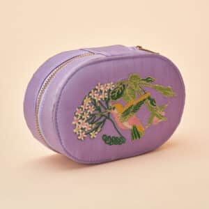 Oval Jewellery Box – Hummingbird In Lavender & Aqua