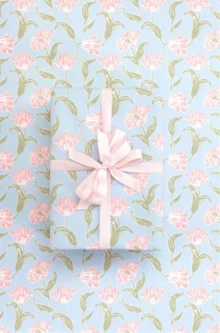 Blue and Pink Flowery Wrapping Paper