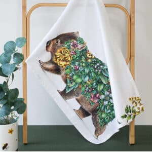 Organic Cotton Tea Towel – Wombat Bushwalk