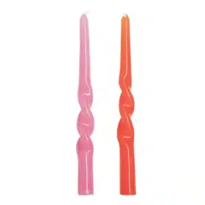 Twisted Dinner Candle Set Of 2 – Pink & Orange