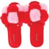 Pom Pom Slippers - Cosy Luxe - Checker Cherry   small/med - Image 4