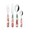 24 pcs Cutlery Set Flower&Lemon - Clear red