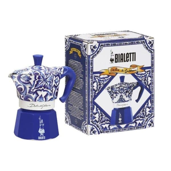 Bialetti. Dolce & Gabbana – Blu Med MOKA Express 3 Cup Espresso Maker (Made in Italy)