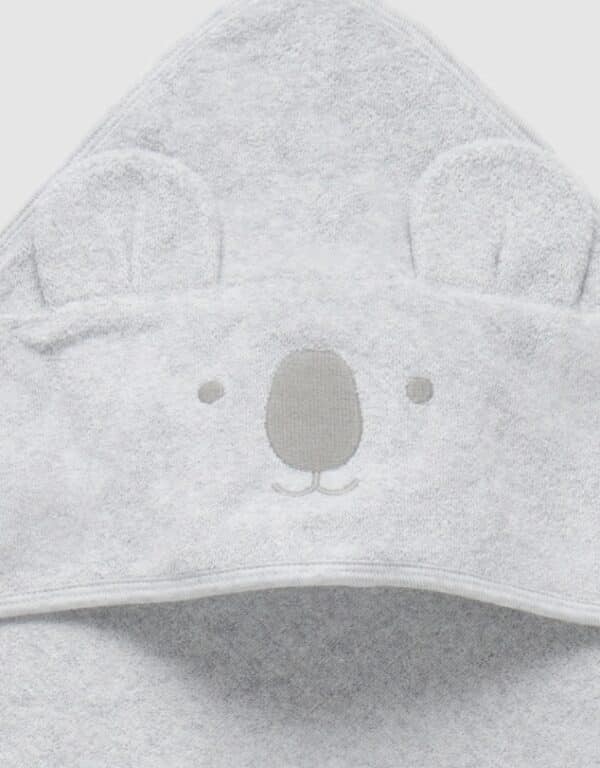 PUREBABY KOALA HOODED TOWEL - GREY MELANGE - Image 3