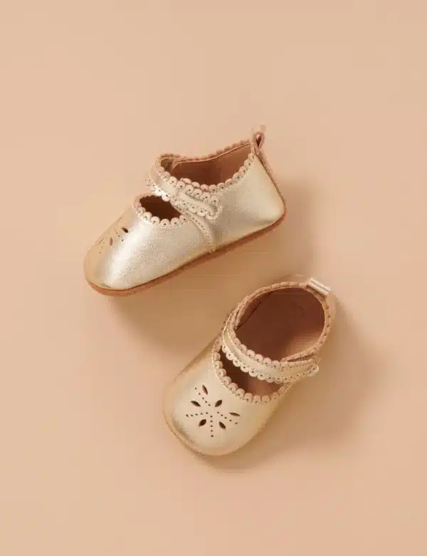 Leather Eyelet Mary Janes    gold - Image 5