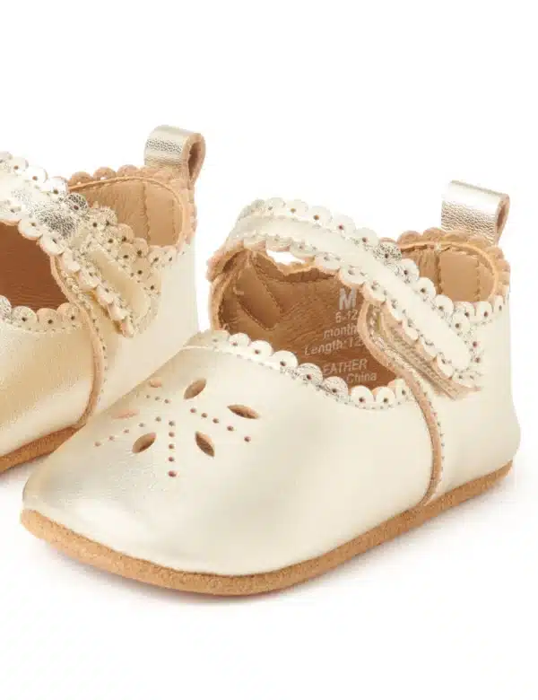Leather Eyelet Mary Janes    gold - Image 3