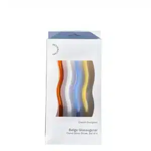 Designstuff Curve Glass Straw, Mixed Mist/lemon/white/cinnamon (set Of 4)