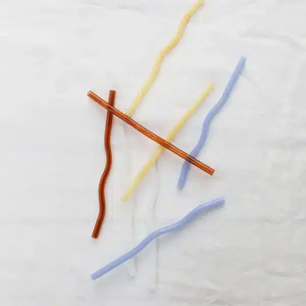 DESIGNSTUFF Curve Glass Straw, Mixed Mist/Lemon/White/Cinnamon (Set of 4) - Image 3