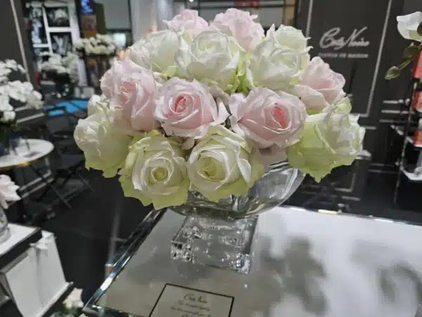 COTE NOIRE  ** NEW ** COTE NOIRE LUXURY CENTREPIECE 37 ROSE BUD BOUQUET - PINK, GREEN & WHITE - SILVER BADGE - Image 4