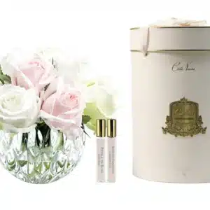 Cote Noire  ** New ** Cote Noire Luxury Round 13 Rose Buds Bouquet – French Pink, Green & White – Rrb13