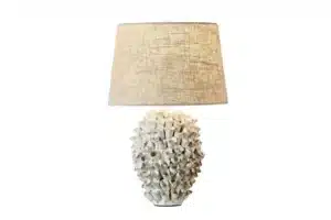 LONDOLOZI CERAMIC TABLE LAMP WITH LINEN SHADE CREAM