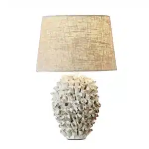 Londolozi Ceramic Table Lamp With Linen Shade Cream