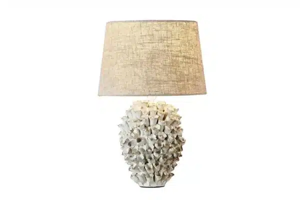 LONDOLOZI CERAMIC TABLE LAMP WITH LINEN SHADE CREAM