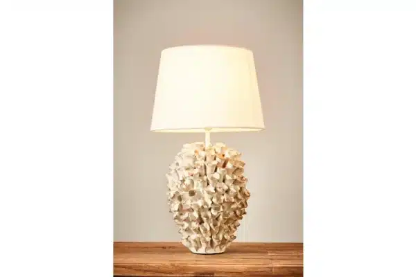 LONDOLOZI CERAMIC TABLE LAMP WITH LINEN SHADE CREAM - Image 3