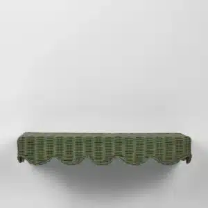 Belle Rattan Wall Shelf Green 60cm