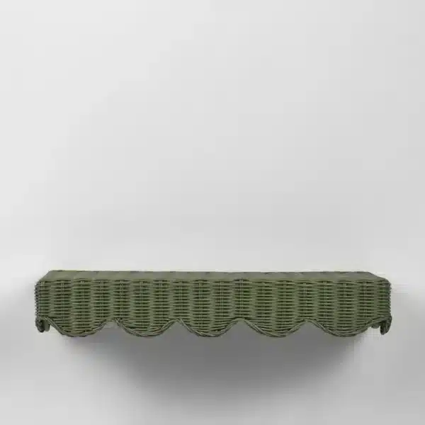 BELLE RATTAN WALL SHELF GREEN 60CM