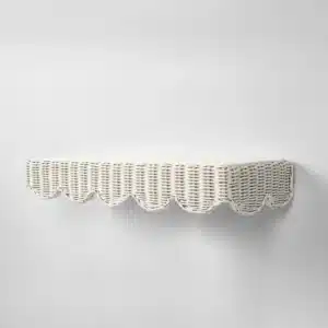 Belle Rattan Wall Shelf White 60cm