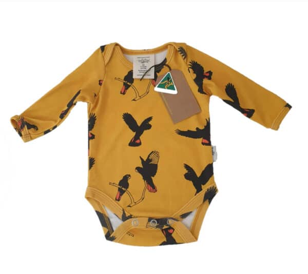 Gang Gang Black Cockatoo | Organic Cotton Bodysuit | Long Sleeve | Size 000 - 2 - Image 2