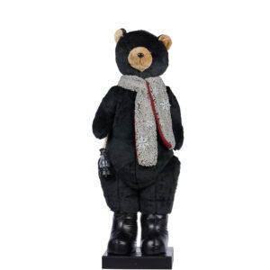 Animated Black Christmas Bear With Music & Lights, 110cm