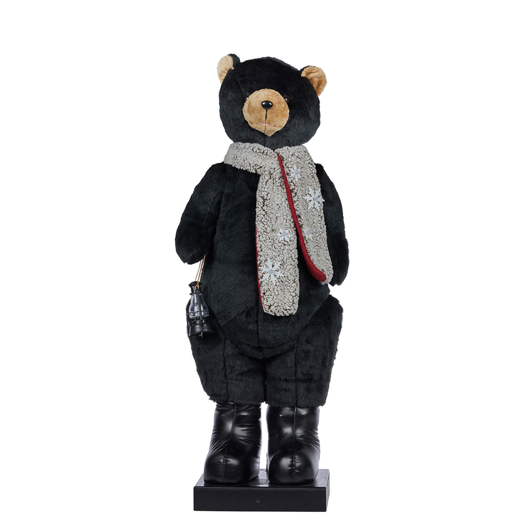 Animated Black Christmas Bear with music & Lights, 110cm