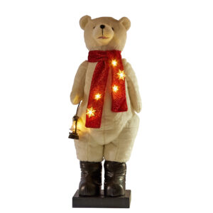 Animated White Christmas Bear With Music & Lights, 110cm