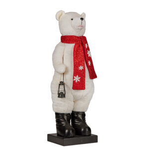 Animated White Christmas Bear With Music & Lights, 110cm