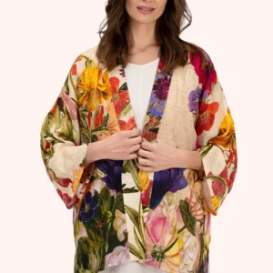 Cream Posy Mid-length Kimono
