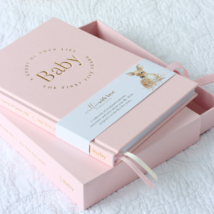 Written With Love Baby Memory Book With Keepsake Box – Pregnancy To 5 Years – Peony Pink