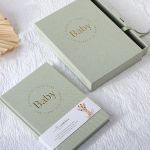 Written With Love Baby Memory Book With Keepsake Box – Pregnancy To 5 Years – Sage Green