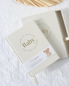 WRITTEN WITH LOVE Baby Memory Book with Keepsake Box - Pregnancy to 5 Years - white