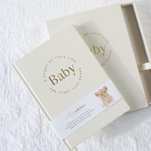 Written With Love Baby Memory Book With Keepsake Box – Pregnancy To 5 Years – White