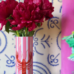 Pink Stripe Lobster Vase