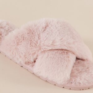 Milan Plush Slipper Ivory  ( Pink )