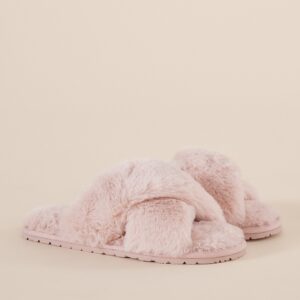 Milan Plush Slipper Ivory  ( Pink )