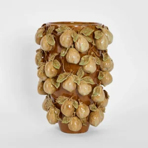 Pear Tall Vase Brown & Cream