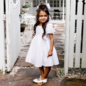 Noa Puff Sleeve Bow Back Dress – Ivory